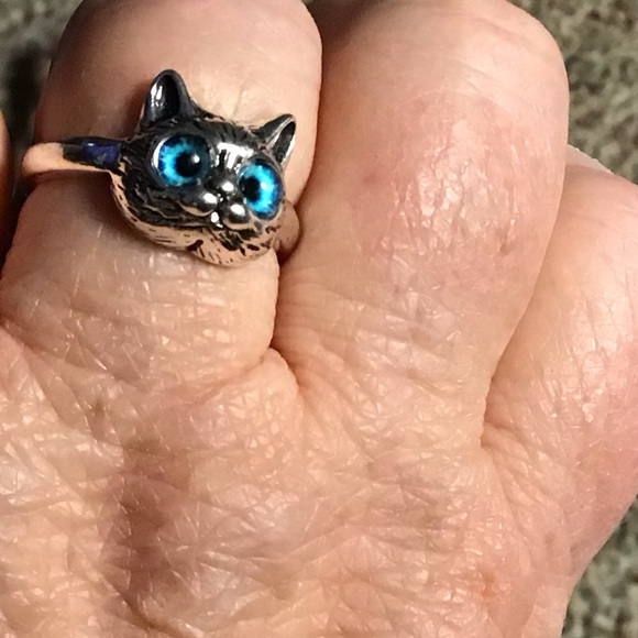 NWOT SILVER metal cat ring for ladies   SZ 8  ... R52 - Picture 2 of 10